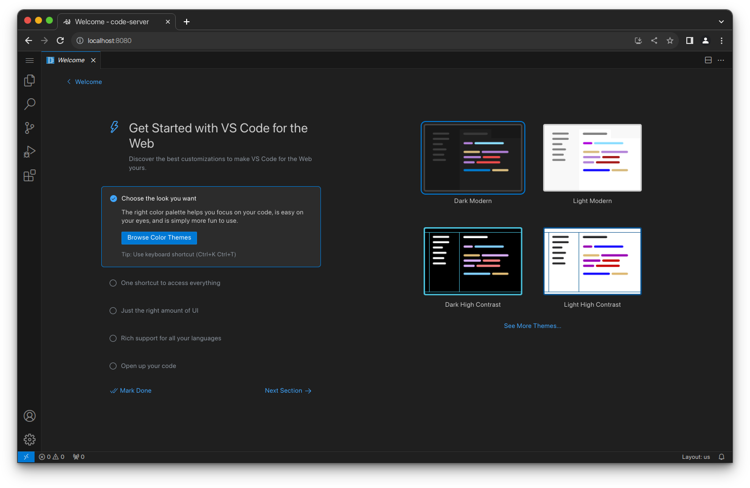 code-server 界面截图